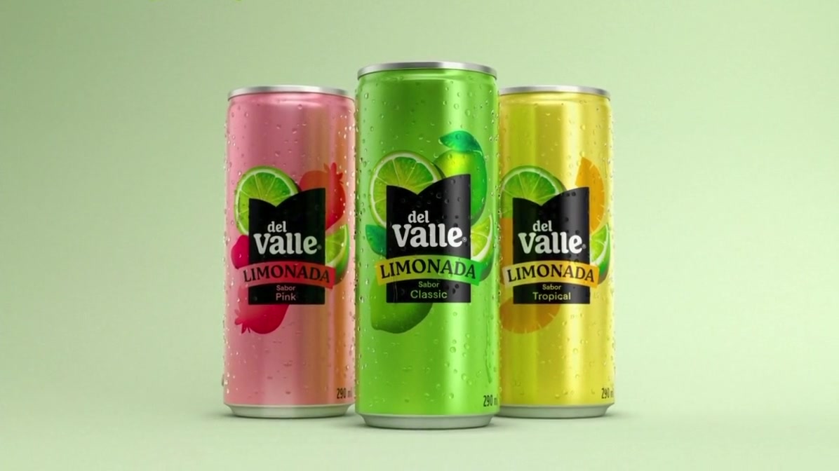 The three Del Valle Limonada cans: Pink, Classic and Tropical